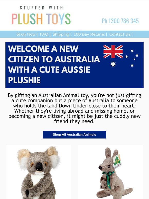 Gift a piece of Australia with an Aussie animal plush toy