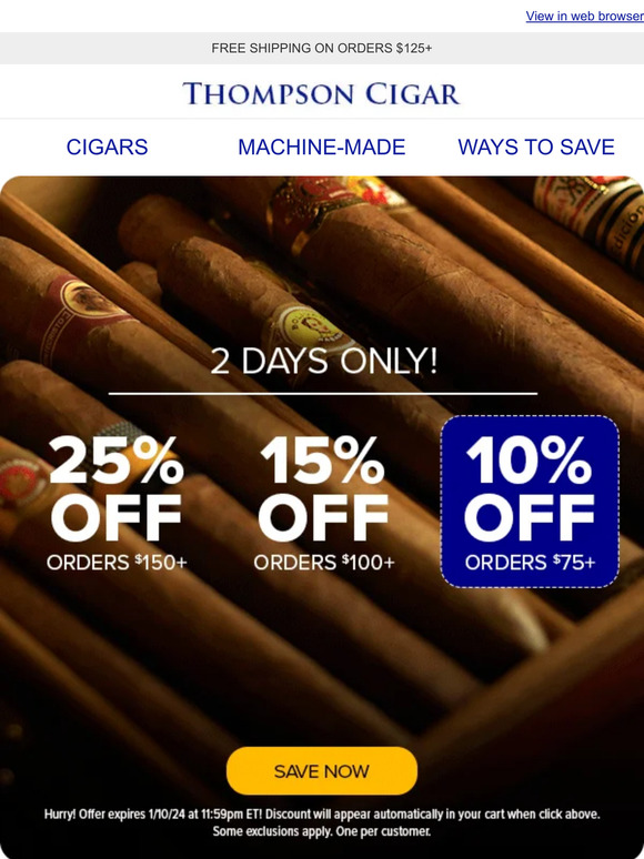 Thompson Cigar The First Coupon Of The Year Is Here Milled