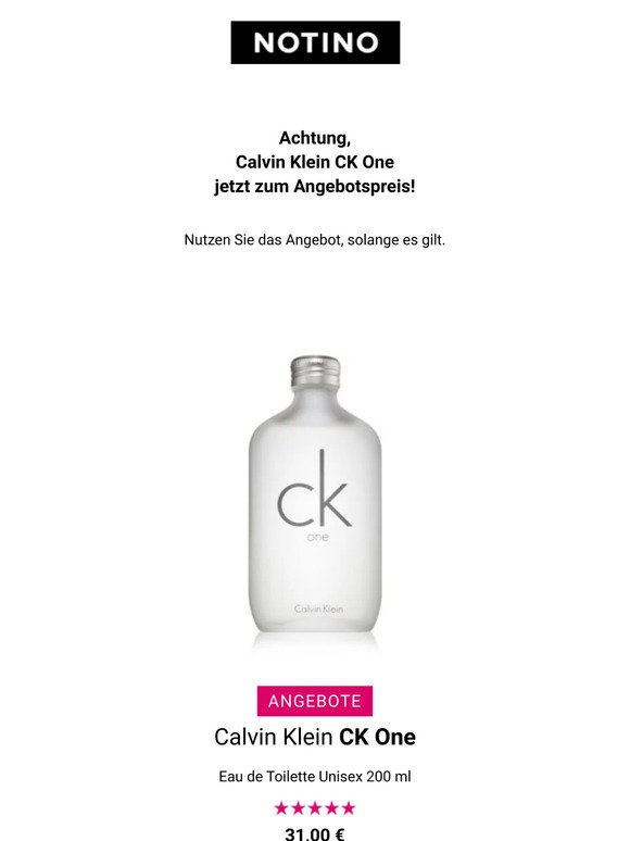 Jetzt im Angebot: Calvin Klein CK One für nur 31 €!