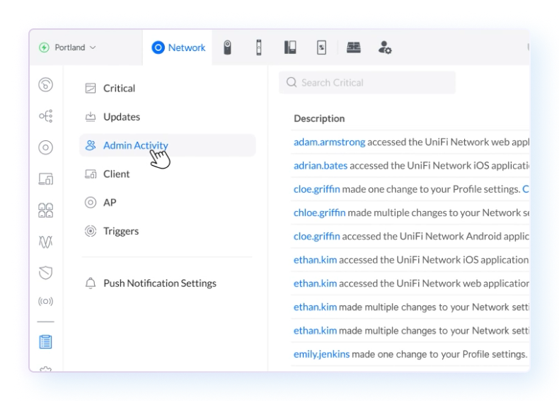 Admin Settings Change Logs