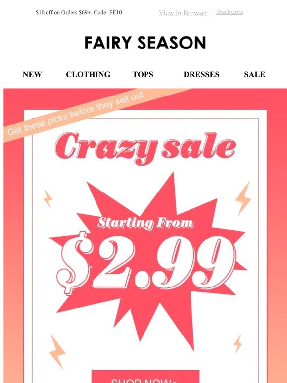 💌Crazy Sale, Start from $2.99!🤩