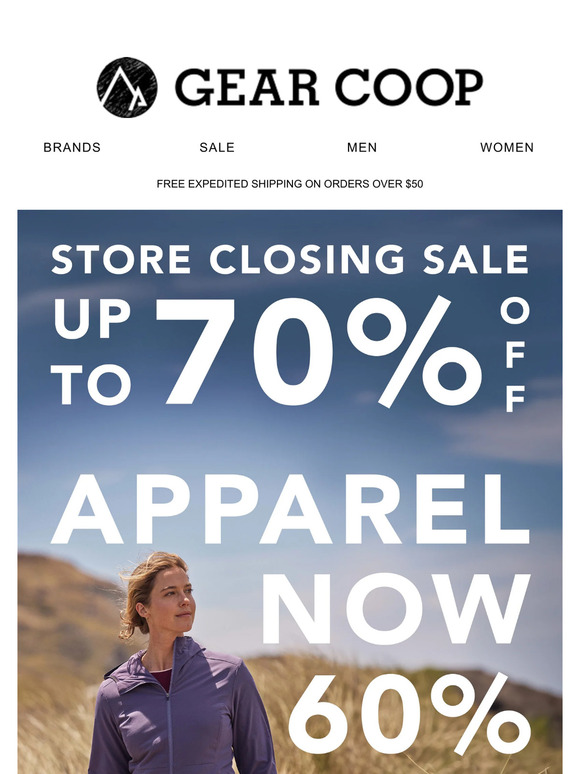 60% Off Apparel? Yes Please! Only At The Gear Coop Store Closing Sale!
