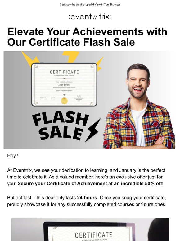 Flash Sale Alert! 50% Off Your Certificate of Achievement!