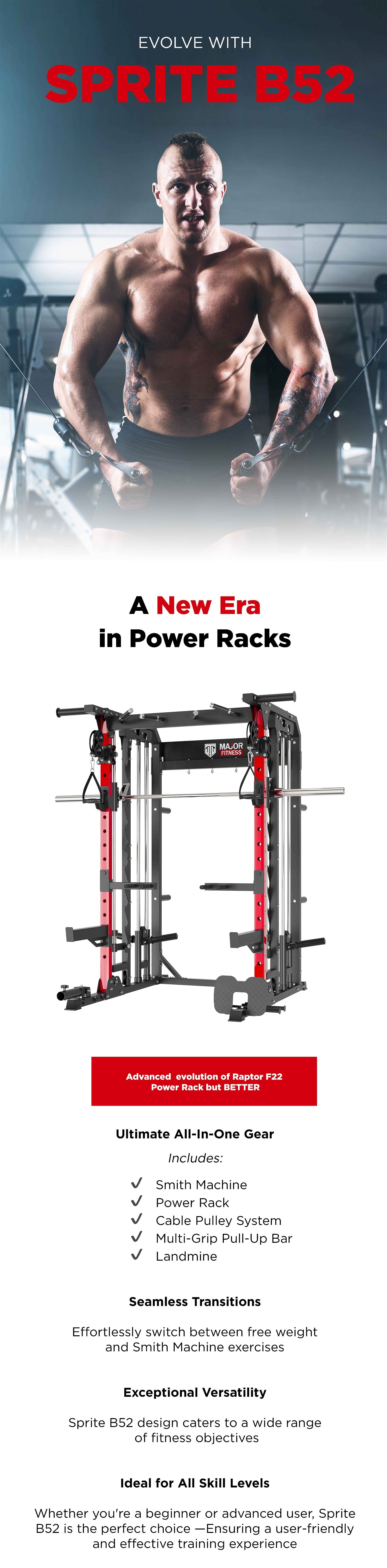 MAJOR FITNESS All-In-One Home Gym Power Rack Raptor F22