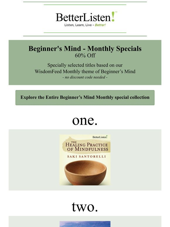 Beginner's Mind - January Specials - 60% Off