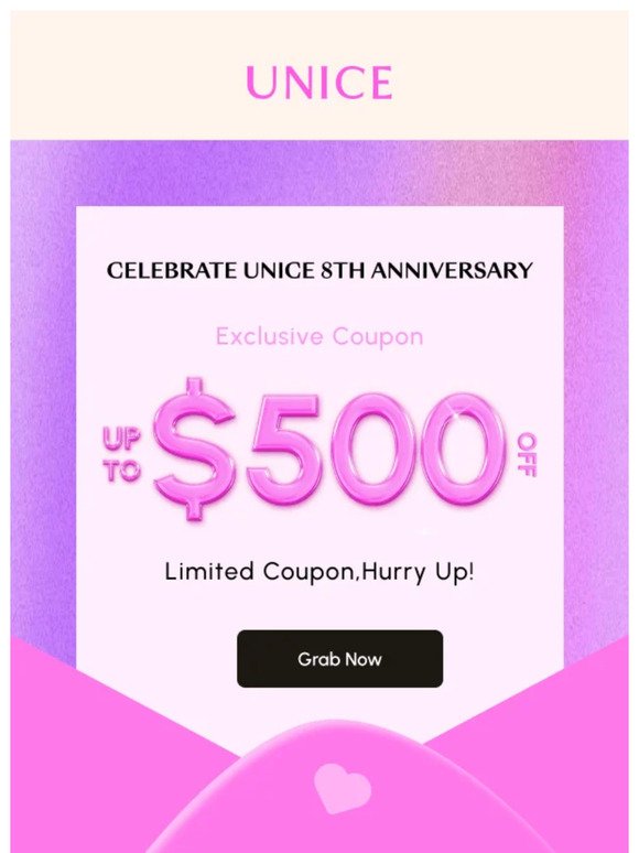 Congrats! You've hit by $500 Coupon!