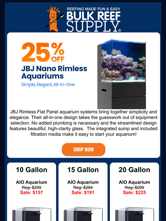 JBJ Rimless Flat Panel AIO 20 Gal. Aquarium and Black Stand