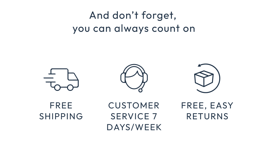 Free Shipping, Easy Returns, and Customer Service 7 Days a Week