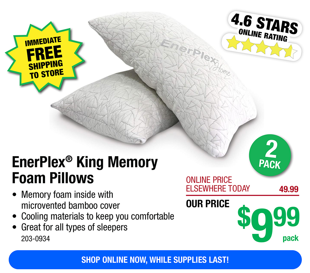 Menards 2Pack EnerPlex® King Memory Foam Pillows UNDER 10! Milled