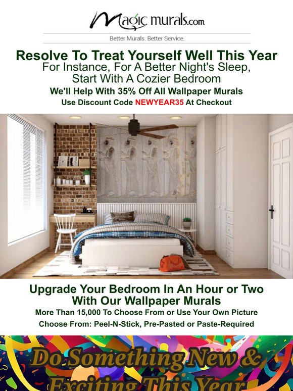 January Home Sale Now In Progress 🏠 Save 35% Off All Wallpaper Murals 👍 Choose From Our Curated Collections or Use Your Own Photo 🥰