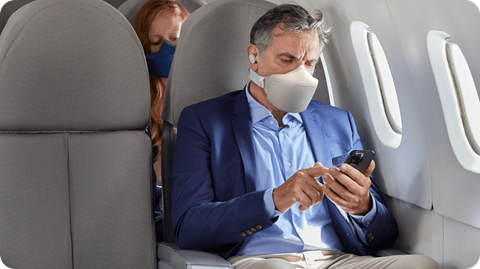 Skyted private workspace mask uses technology backed by Airbus & the European Space Agency