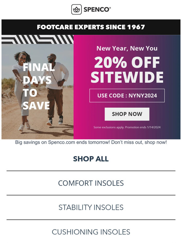 Spenco Cyber Savings, Last Chance!