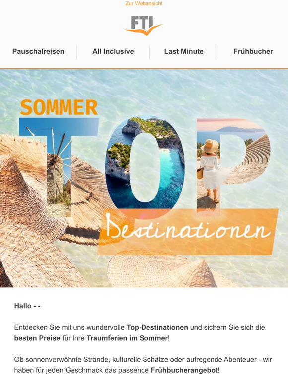 ☼ Sommer TOP Destinationen - Früh buchen lohnt sich! ☼