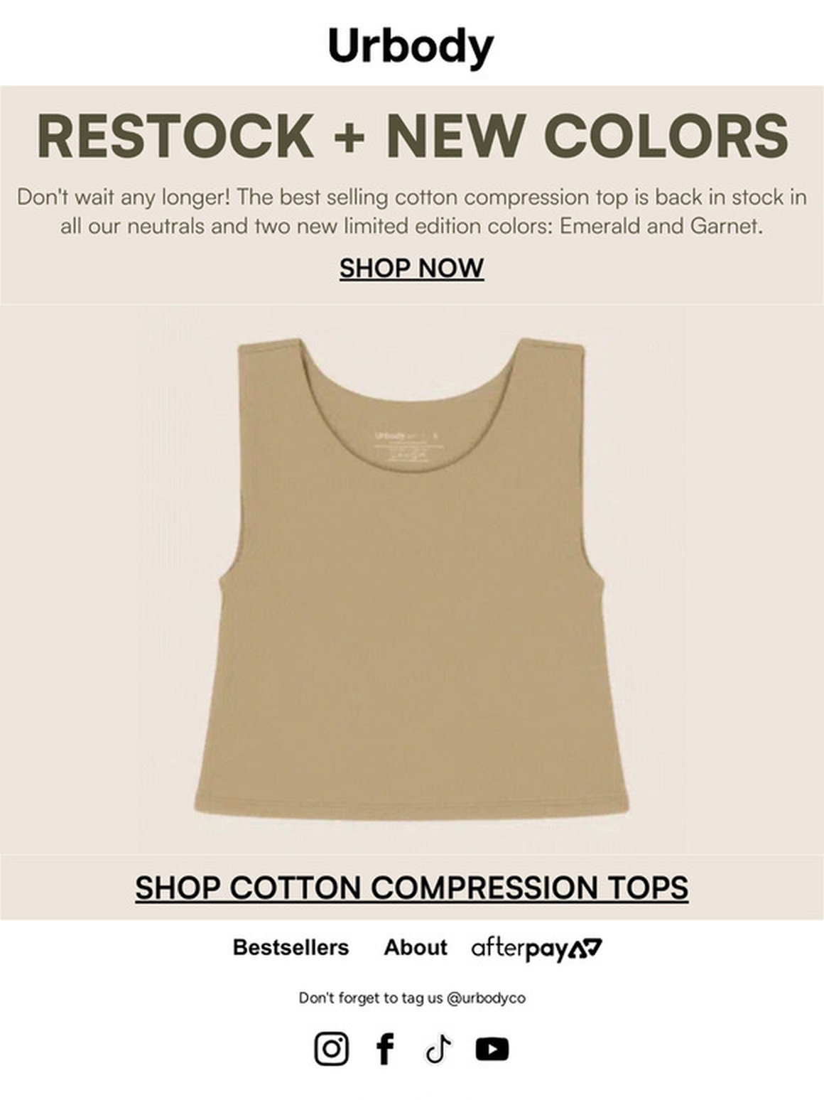 Urbody Functional Fashion: RESTOCK: COTTON COMPRESSION TOPS