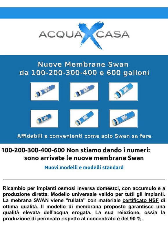 Vieni a scoprire le nuove membrane Swan sul sito Acquaxcasa!!!!