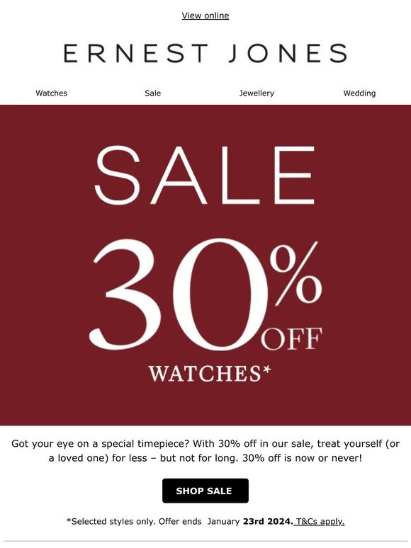 30% off must-have timepieces