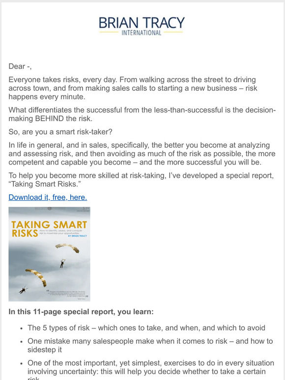 Brian tracy how to take smart risks milled