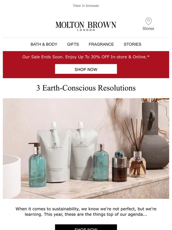 Molton Brown 3 Sustainable Resolutions for 2024 Milled