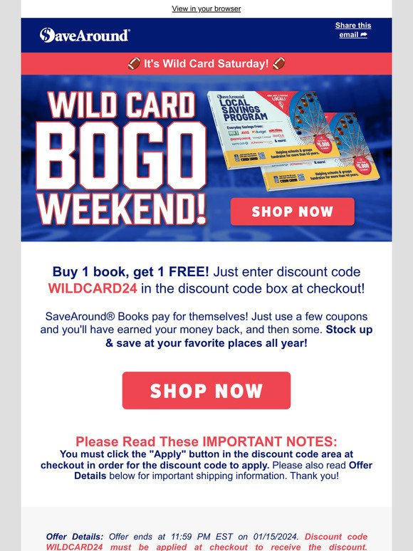 BOGO SaveAround Books for Wild Card Weekend