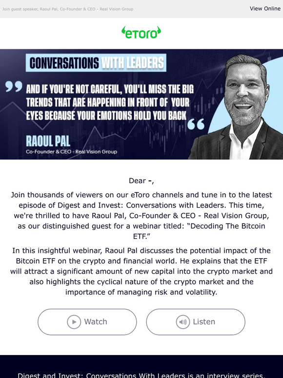 “Decoding The Bitcoin ETF”: Find out on Digest and Invest — Conversations With Leaders