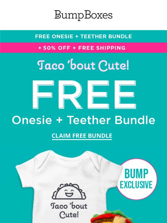 🛍️ Free onesie + teether bundle!
