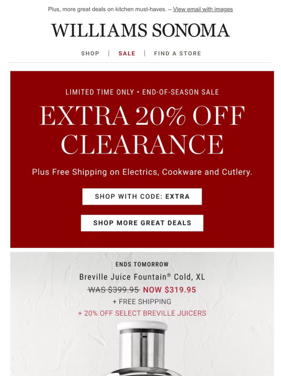 WilliamsSonoma Email Newsletters Shop Sales, Discounts, and Coupon Codes