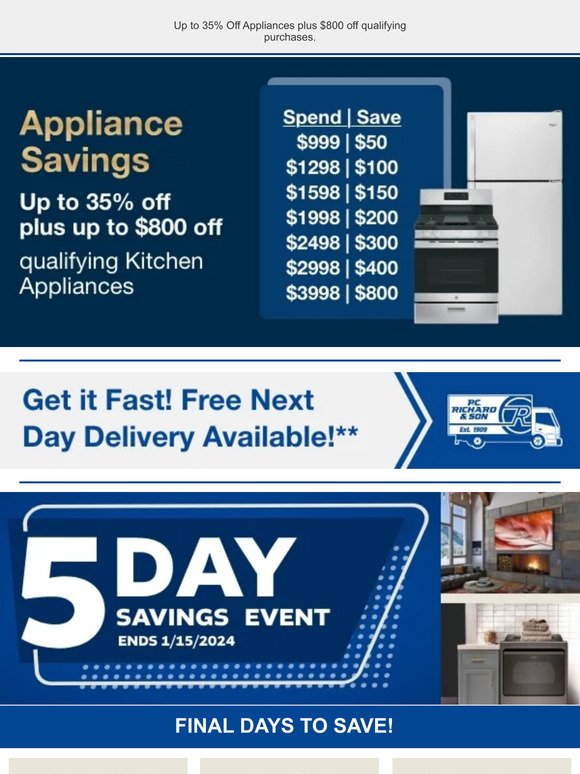 Appliance Savings that can't be beat!
