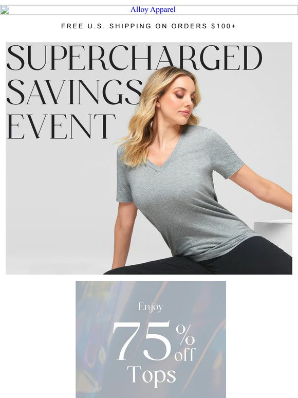 🎉 75% OFF Tops + 40% OFF Everything Else 🎉