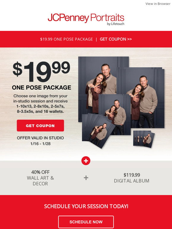 JCPenney Portraits: Save BIG on prints: $19.99 One Pose Package