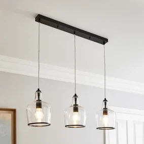 Lenny 3 Light Black Diner Ceiling Fitting