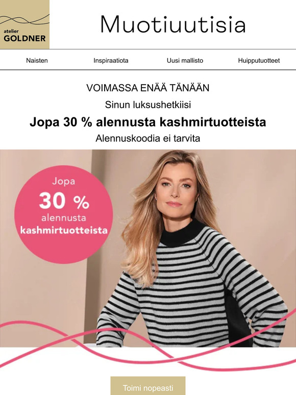Jopa 30 % alennusta ylellisistä kashmirtuotteista