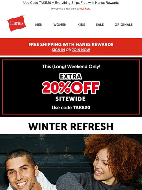 Hanes Email Newsletters Shop Sales, Discounts, and Coupon Codes