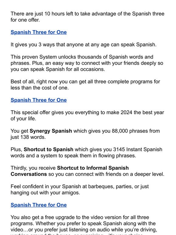 Spanish three for one - almost over
