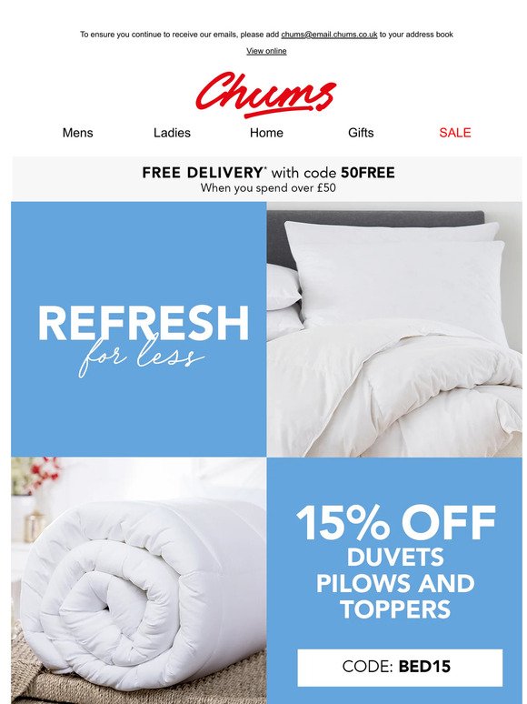 Refresh your bed for less: 15% off