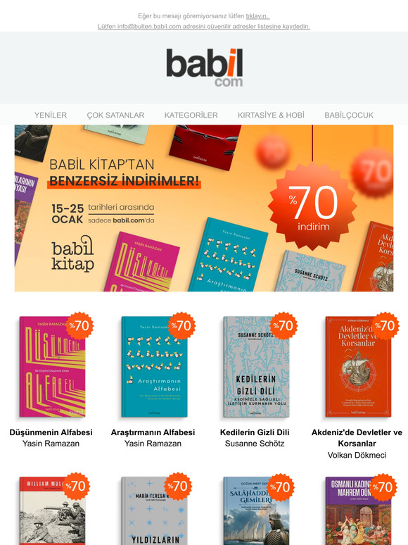 Babil Kitap'tan benzersiz indirimler! 15-25 Ocak tarihleri arasında sadece babil.com'da