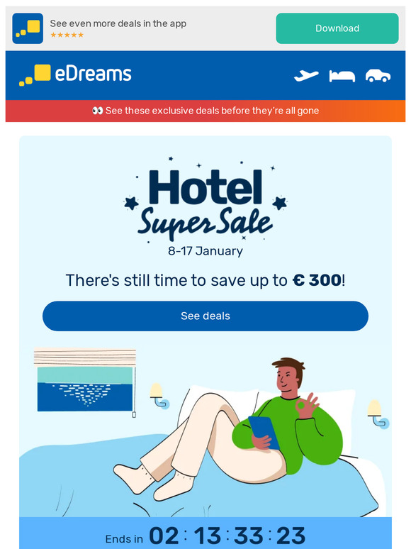 ⏳ Last chance to save up to € 300 on your hotel booking