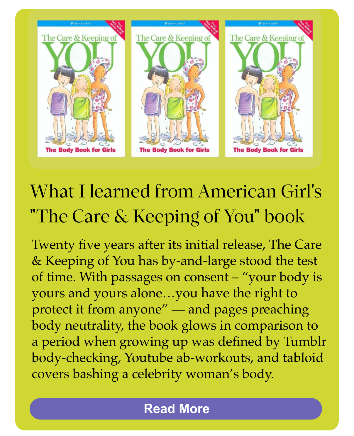 getstix Who remembers the iconic American Girl Doll puberty book? Milled