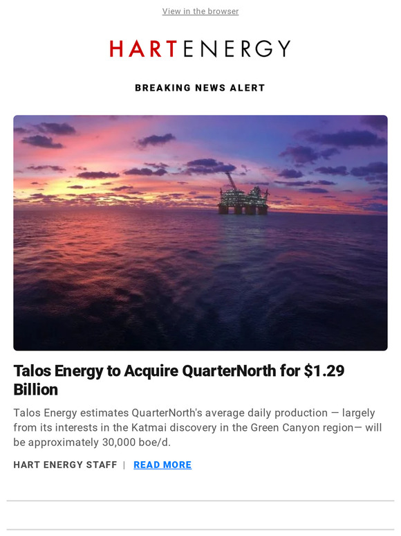 Hart Energy Breaking News Talos Energy to Acquire QuarterNorth for 1