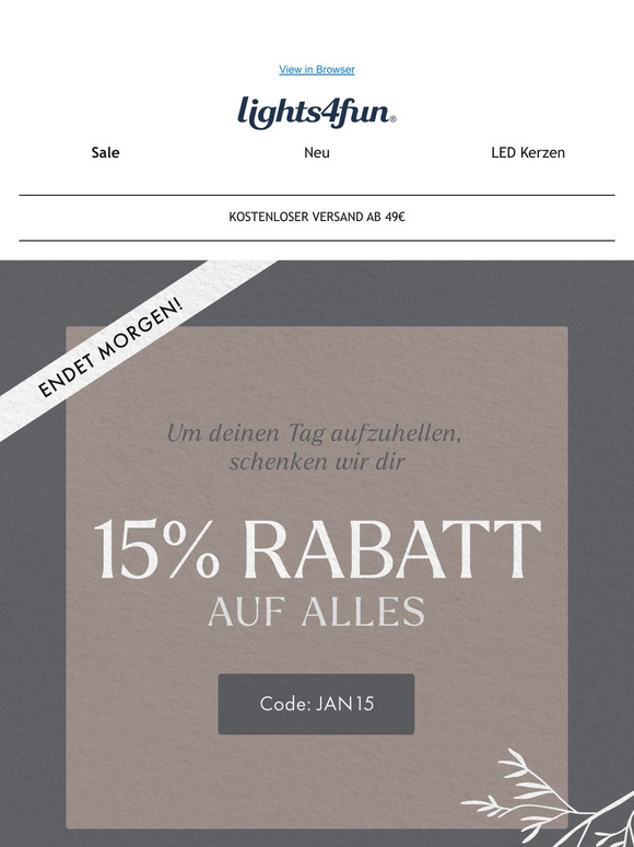 Jetzt -15% auf ALLES sichern 🤍