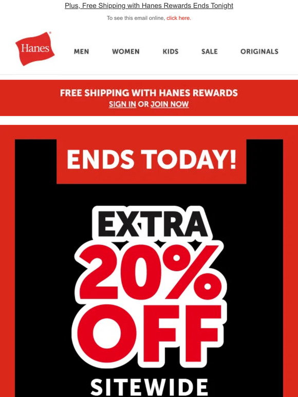 Hanes Email Newsletters Shop Sales, Discounts, and Coupon Codes