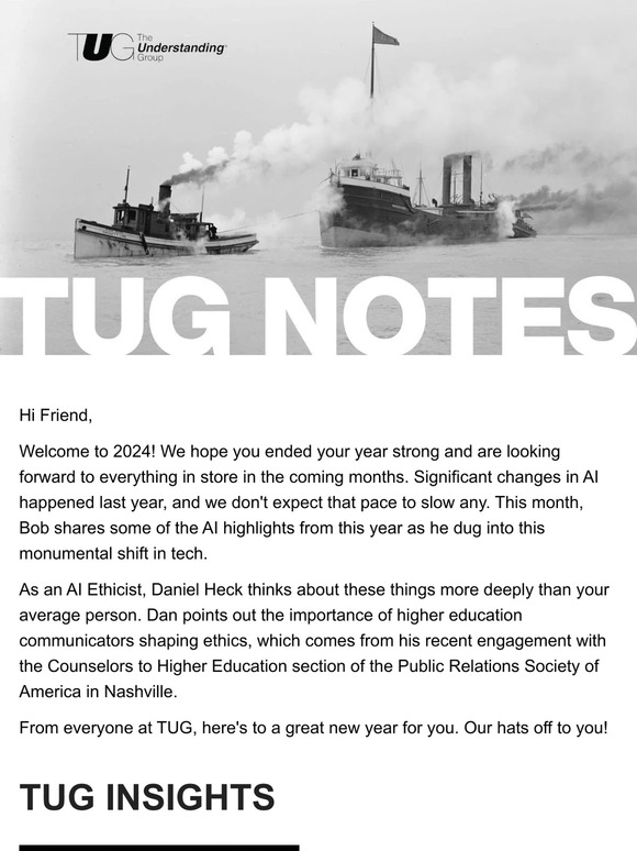TUG Notes - January Issue - Looking back on 2023 and more!