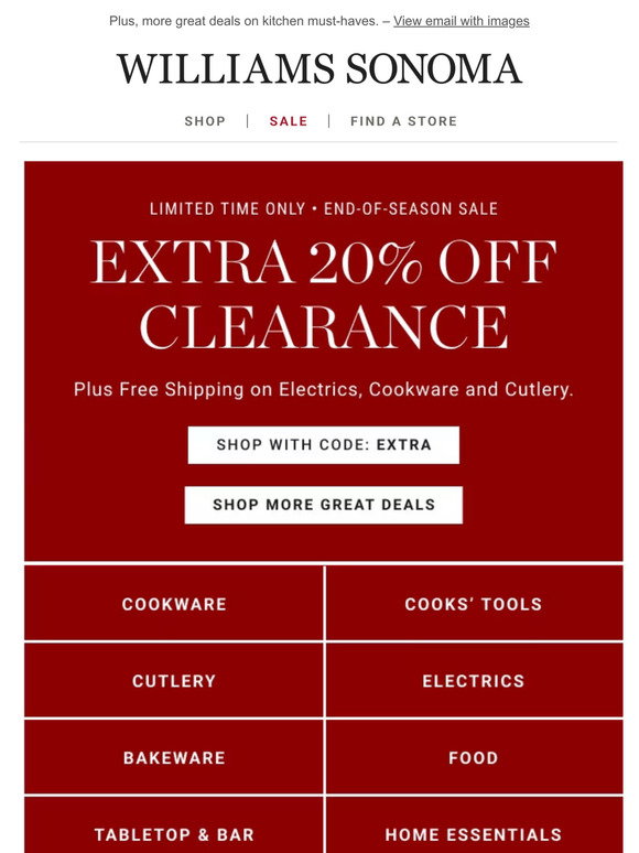 WilliamsSonoma Email Newsletters Shop Sales, Discounts, and Coupon Codes