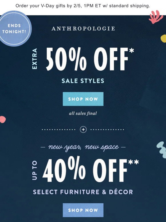 Anthropologie Email Newsletters: Shop Sales, Discounts, and Coupon Codes