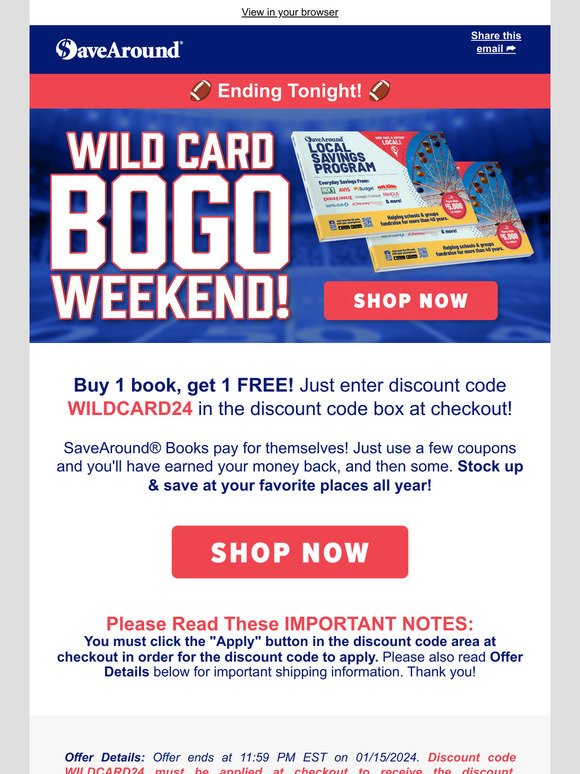 It's the Last Day for Wild Card Savings 🏈
