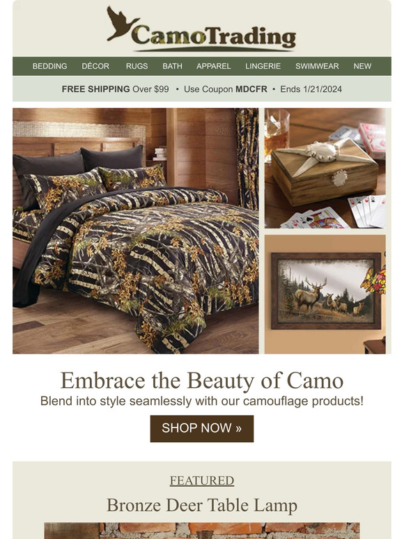 CAMO Décor, Rugs, Lamps & Bedding