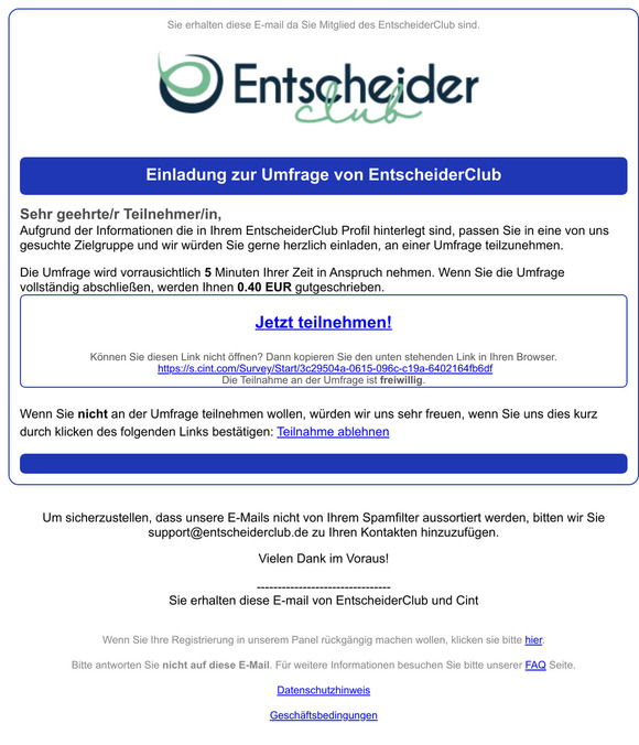 0.40 EUR für Ihre Meinung - 3976376