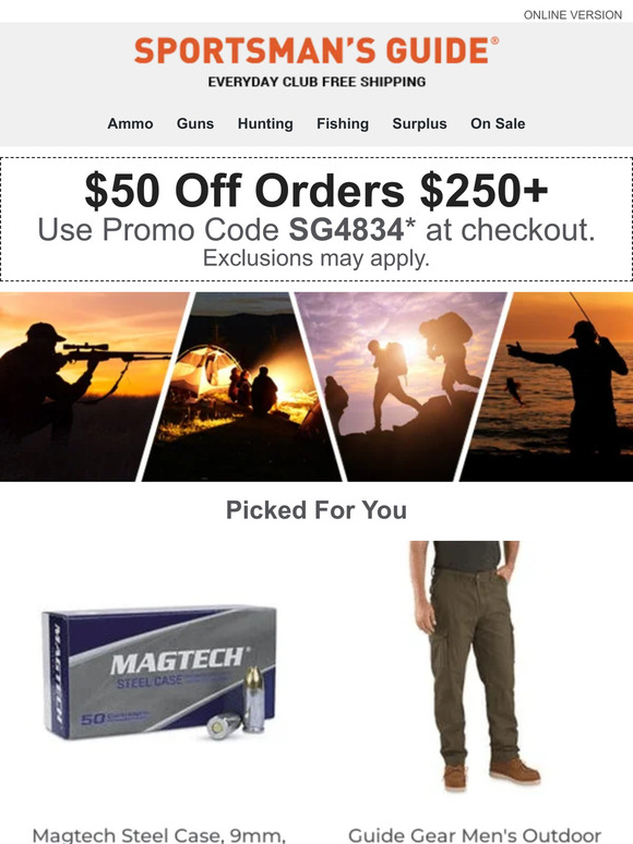 Sportsman's Guide 50 Off Orders 250+ Starts Today Milled