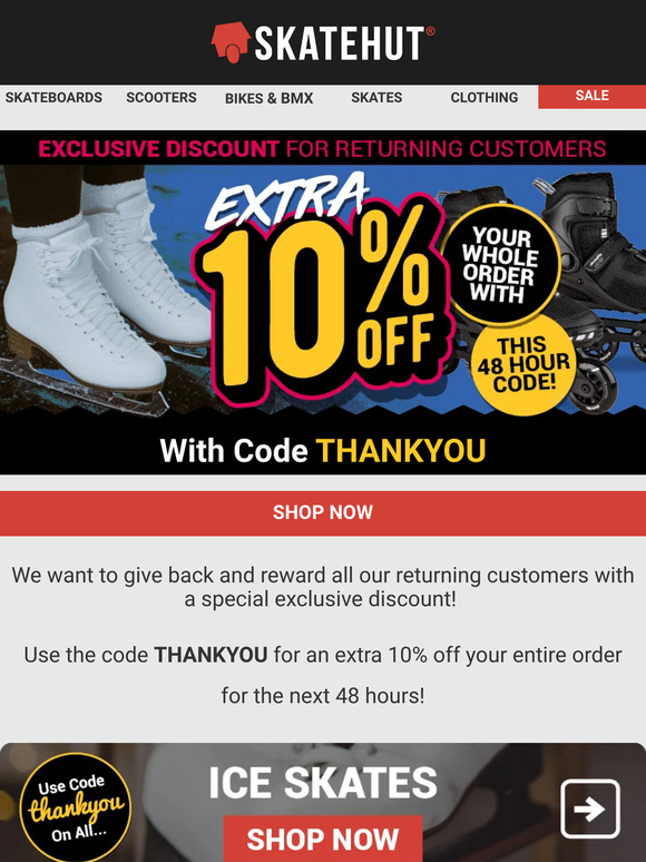 Skatehut Extra 10 off Everything Only For Our Subscribers Exclusive