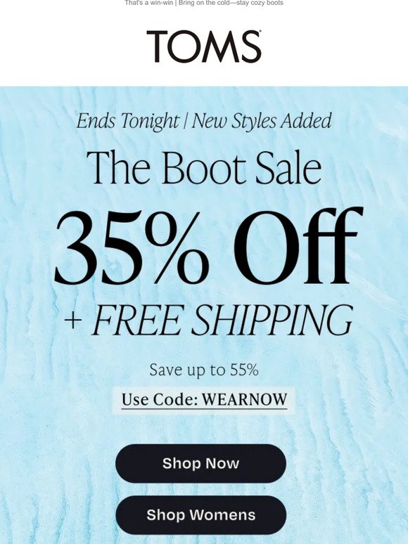 Extra 35% OFF just got better! FREE SHIPPING