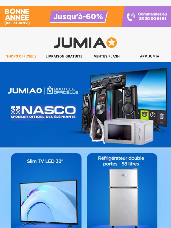 jumia.ci 🤩44 900F CFA la TV 32" de NASCO pour ne rien manquer des